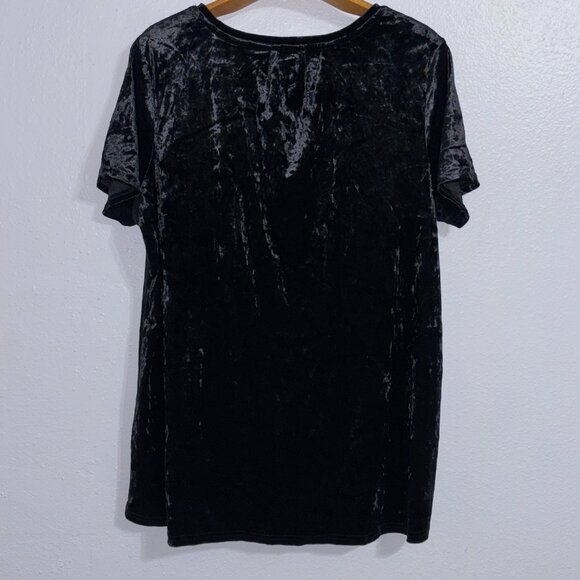 Spring + Mercer Velvet Legging Tee Black Crushed Velvet VNeck Top XXL Whimsigoth - Picture 2 of 8